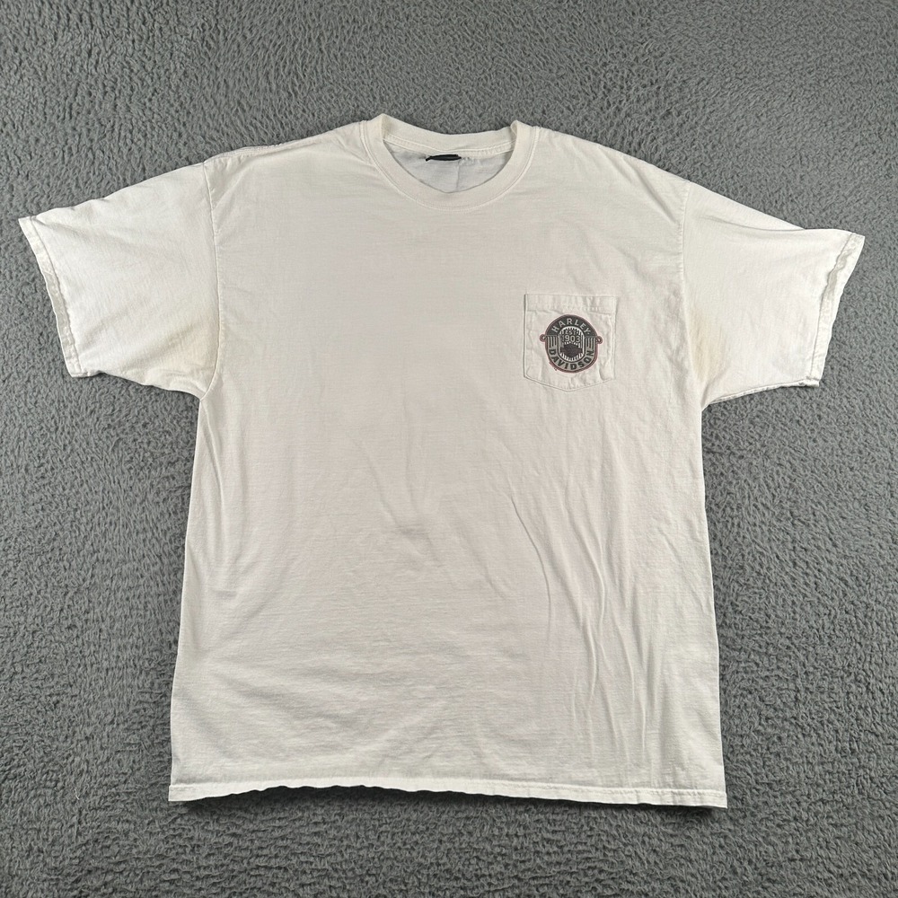 Harley Davidson Panama City Beach FL Shirt Size XL White Pocket Tee Short Sleeve